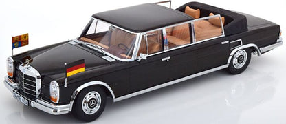 Available To Order – Mercedes 600 W100 Landaulet Queen Elizabeth II/Kiesinger 1965 Black 1:18 (KKS DC181185)