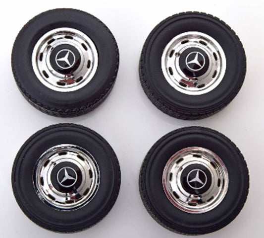 Available To Order – Mercedes Rims and Tyre Set Black/Chrome 1:18 (KKS DCACC004)