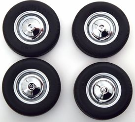 Available To Order – Wheels and Tyres Set Fiat 500 Black Tyres 1:12 (KKS DCACC035)