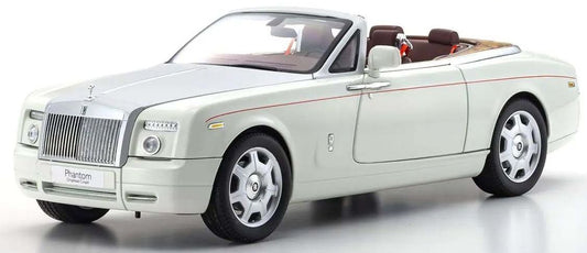 Available to Order – Rolls-Royce Phantom Drophead Coupe 2007 English White Silver Bonnet Red pinstripe 1:18 (KYO 08871EW2)