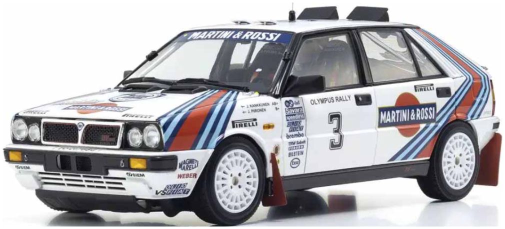 Available to Order – Lancia Delta HF 4WD Olympus Rally 1987 Martini Rossi #3 1:18 (KYO 08960E)
