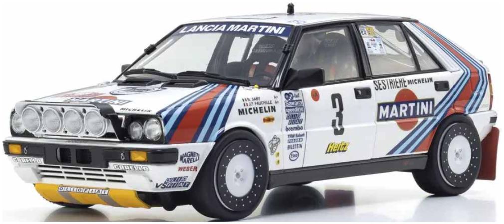 Available to Order – Lancia Delta HF 4WD Rally Monte Carlo 1988 Martini #3 1:18 (KYO 08960F)