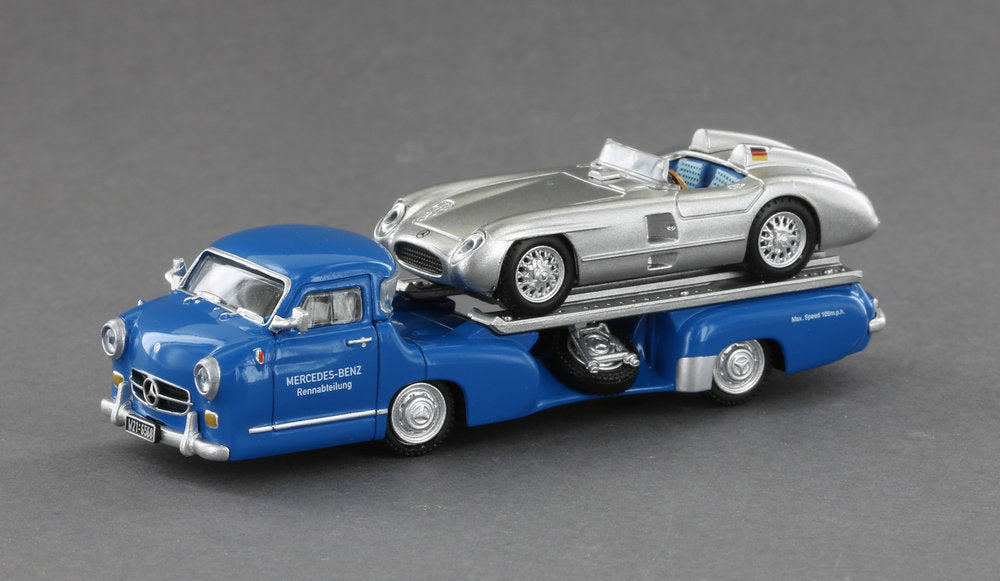 Available To Order – Mercedes Benz Transporter the Blue Wonder 1955 with SLR Load ( Scale Diecast) 1:87 LeGrand Model (LEG 87310)