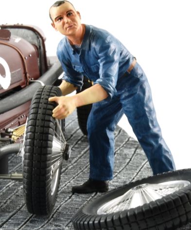 Georges Figure Porteur de Roue Team Bugatti T59 Blue Overall 1:18 – diecast model