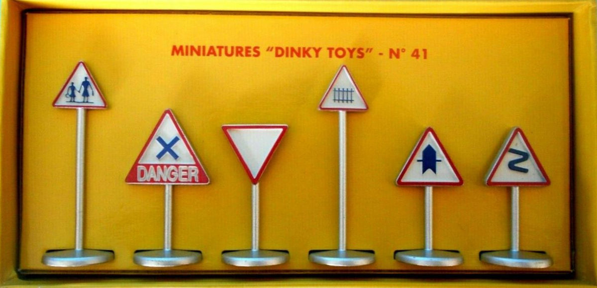 Hazard Warning Signs - 6pc (#41) Atlas reproduced 'Dinky' – diecast model