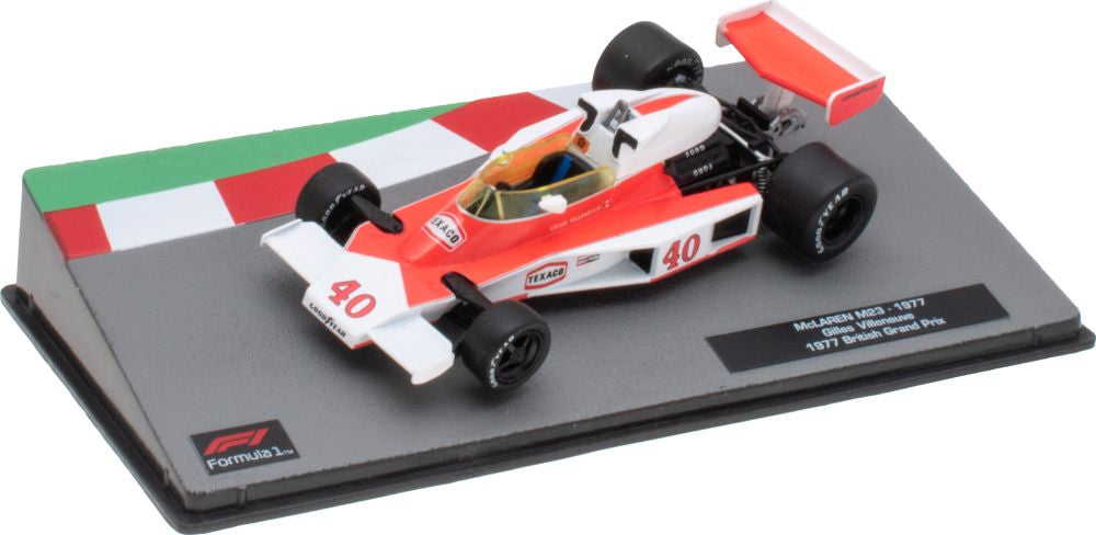 Available To Order – McLaren M23 - 1977 Gilles Villeneuve F1 Collection - Cased 1:43 Magazine Model Model (MAG NS056)