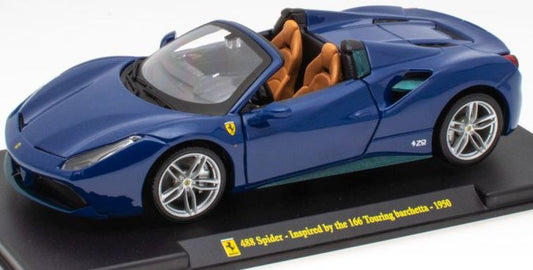 Ferrari 488 Spider Blue - Inspired by 1950 166 Touring- Supercar Collection Gift 1:24 1:24 – diecast model