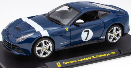 Ferrari F12 Berlinetta Blue #7-inspired by 1961 250GT - Supercar Collection Gift 1:24 1:24 – diecast model