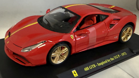 Ferrari 488 GTB Red - Inspired by 1972 312P - Supercar Collection Gift 1:24 Cased 1:24 – diecast model