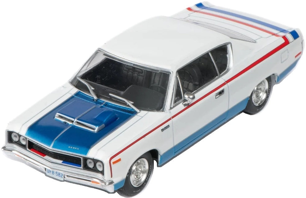 AMC Rebel "The Machine" (1970) White Blue & Red - American Car Collection 1:43 Magazine Model Model