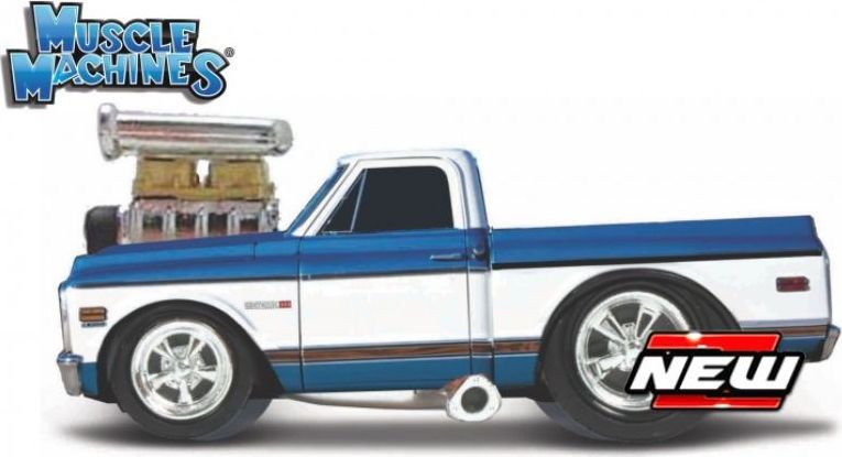 Available to Order – Chevrolet C10 Pick Up 1972 Blue/White Muscle Machines' 1:64 (MAI 15567)