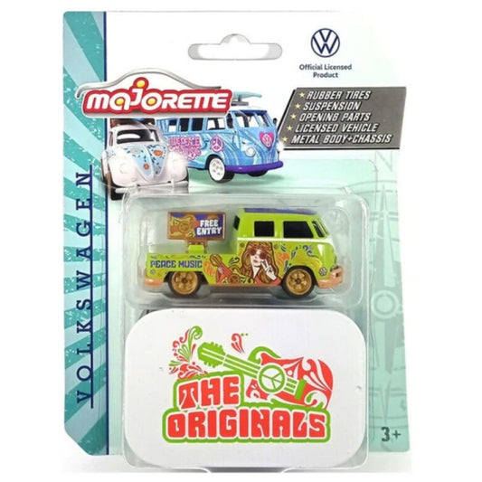 THIS ITEM IS AVAILABLE TO ORDER FROM OUR SUPPLIER - 1:64 MAJORETTE MAJ212055005C VW T1 LOVEPEACE MUSIC (GREEN) WITH COLLECTORS TIN