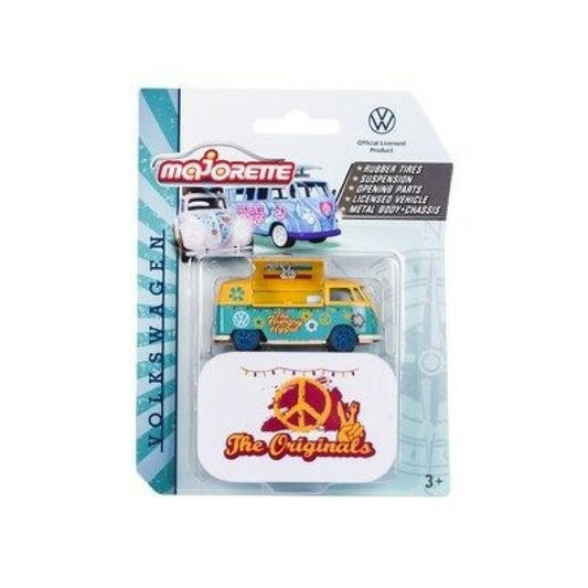 THIS ITEM IS AVAILABLE TO ORDER FROM OUR SUPPLIER - 1:64 MAJORETTE MAJ212055005F VW T1 THE HUNGRY HIPPY (YELLOW & TEAL) WITH COLLECTORS TIN