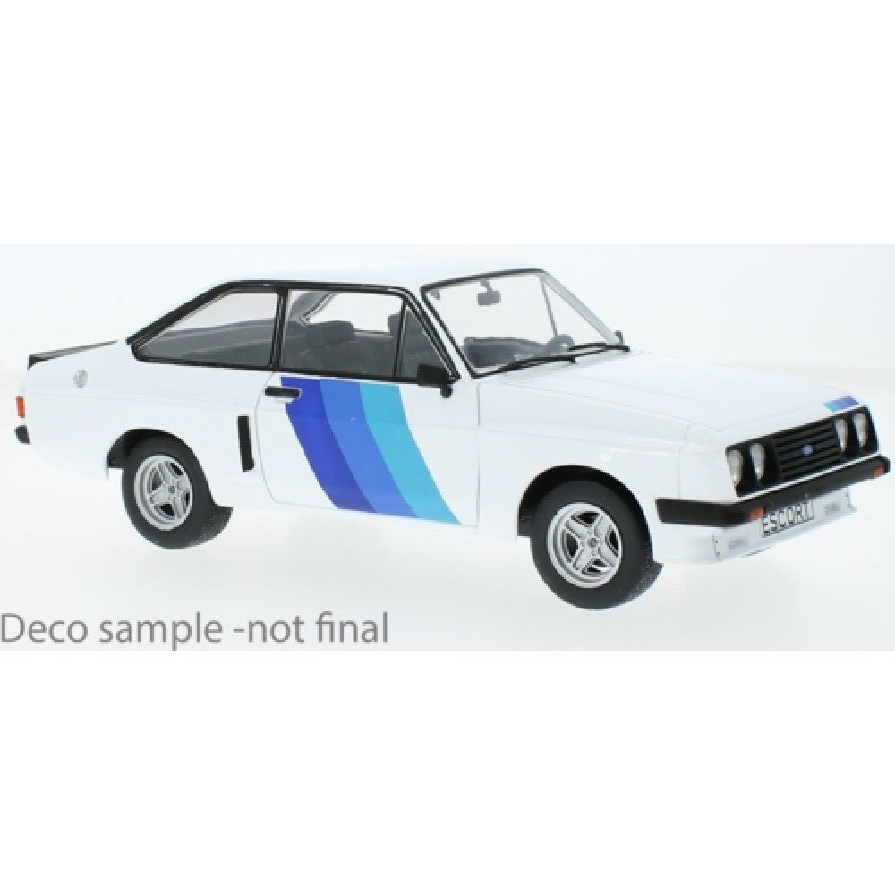 Available to Order - 1:18 MCG Ford Escort Mk II R White With Blue Flash MCG18351