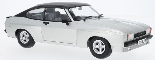 Available to Order – Ford Capri MK II X-Pack Silver/Matte Black RHD UK Reg SOO 636R Famous 70/80's TV Car 1:18 (MCG 18349)
