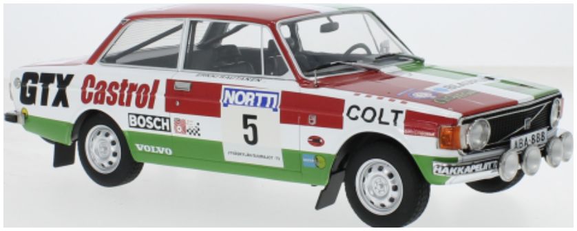 Available to Order – Volvo 142 #5 H.Mikkola/E.Rautanen 1000 Lakes Rally 1:18 (MCG 18529)