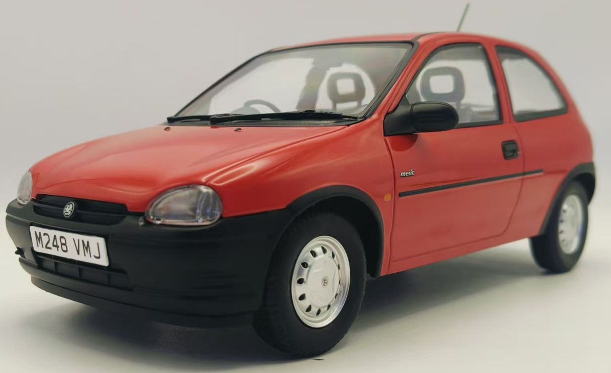 Available to Order – Vauxhall Corsa Merit Red RHD UK Exclusive 1:18 (MCG 18845)