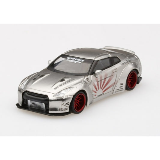 1:64 MINI GT MGT00049-L LB WORKS NISSAN GT-R R35 TYPE 1 REAR WING VER 2 SATIN SILVER LHD