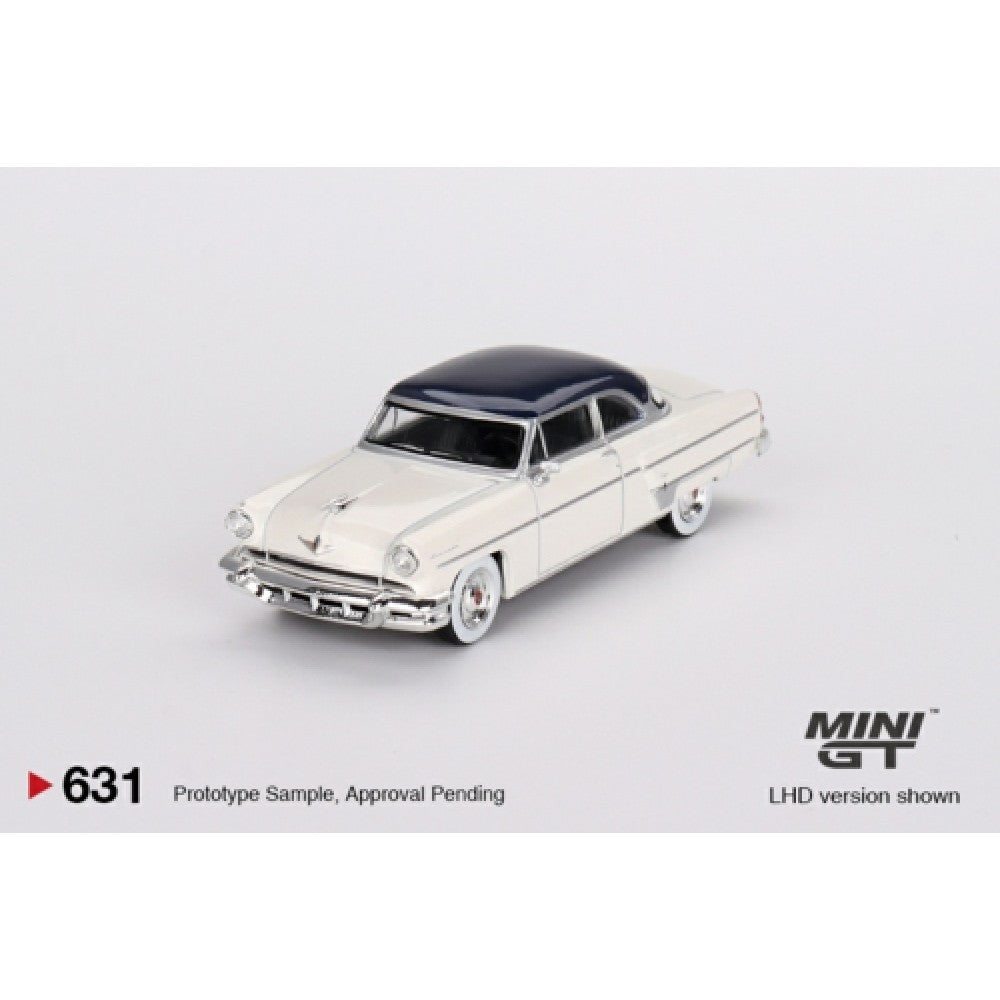 Available to Order from Supplier –  1:64 MINI GT Lincoln Capri 1954 Arctic White/Atlantic Blue (LHD) MGT00631-L