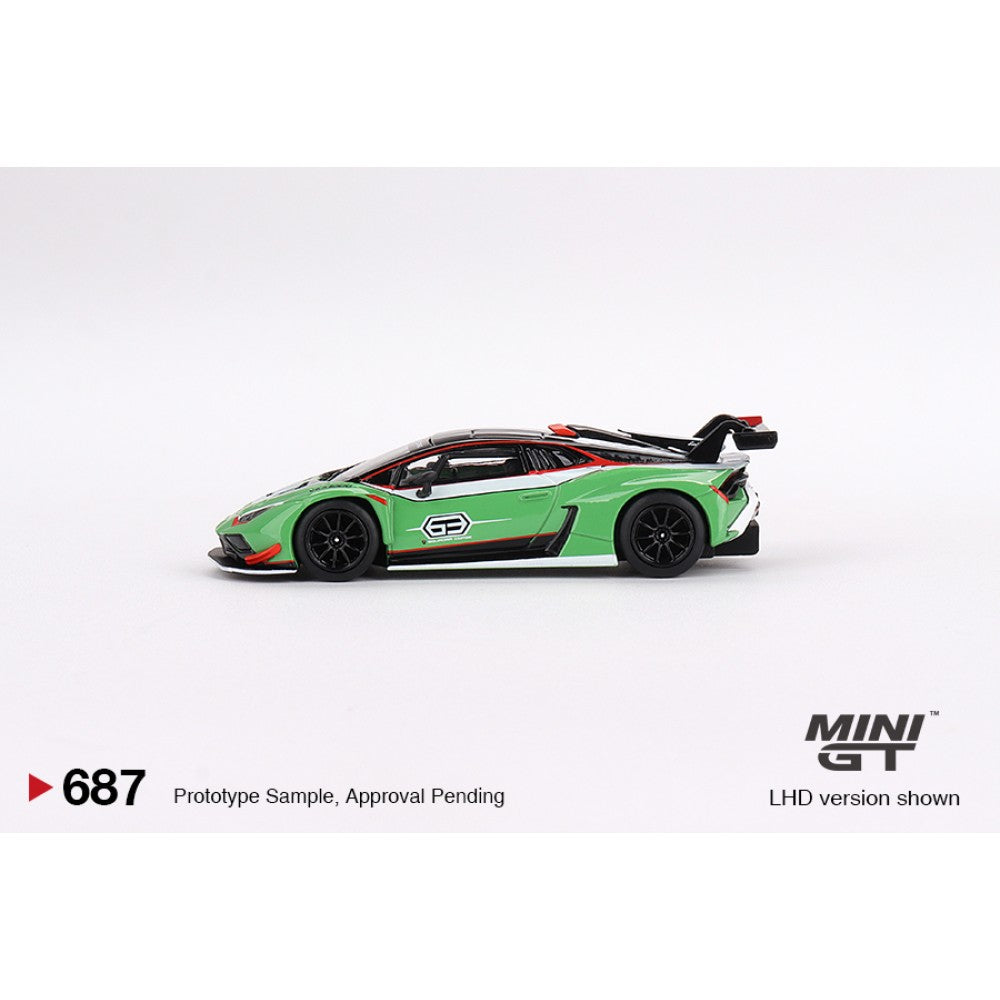 Lamborghini Huracán GT3 EVO2 Presentation (LHD) 1:64 Mini GT Model Car (MGT00687-L)