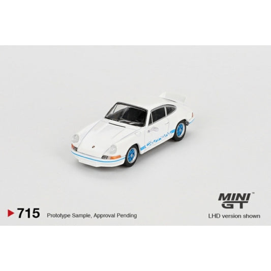 1/64 MINI GT MGT00715-R PORSCHE 911 CARRERA RS 2.7 GRAND PRIX WHITE WITH BLUE LIVERY (RHD)