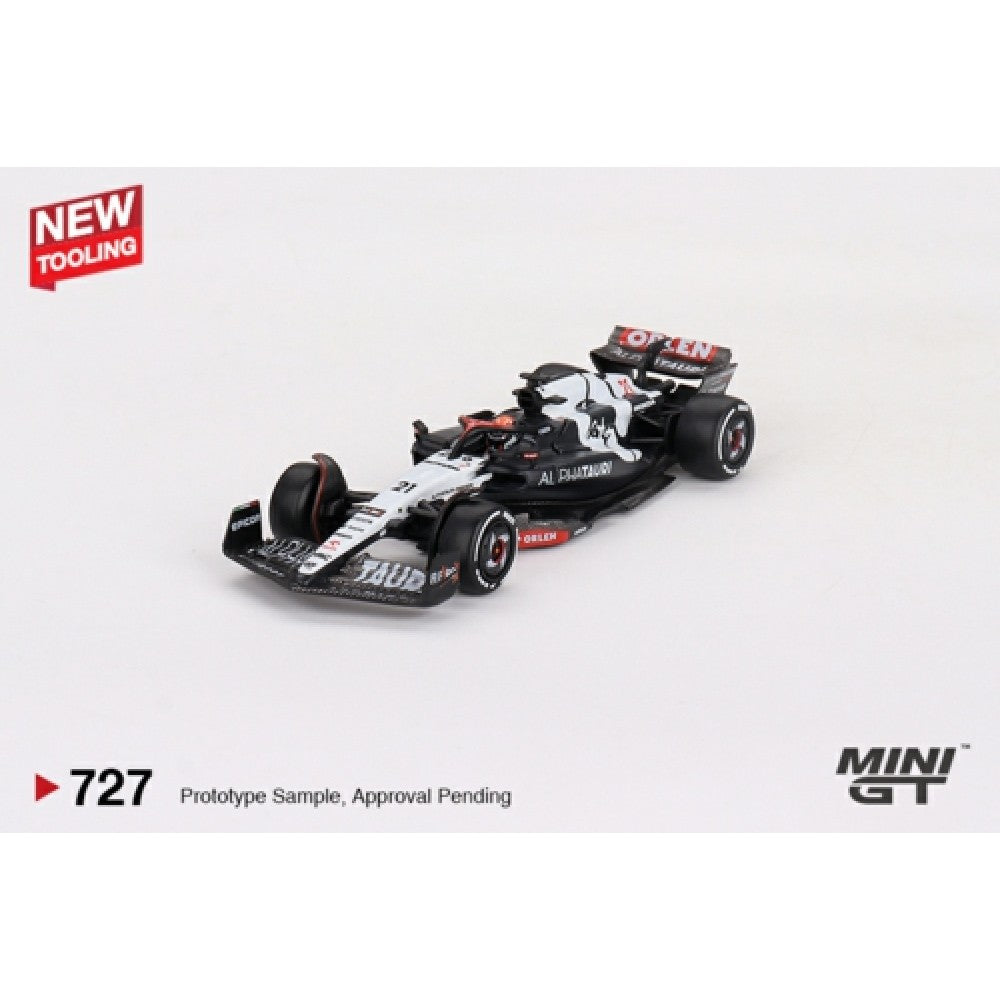 THIS ITEM IS AVAILABLE TO ORDER FROM OUR SUPPLIER - 1:64 MINI GT MGT00727-L ALPHATAURI AT04 NO.21 N.DE VRIES 2023 F1 AUSTRALIAN GP