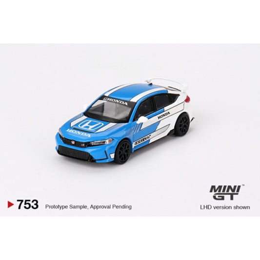 1:64 MINI GT MGT00753-L HONDA CIVIC TYPE R NO.3 2023 PACE CAR BLUE (LHD)