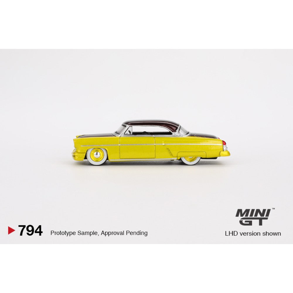 Lincoln Capri Hot Rod 1954 Lime Yellow (LHD) 1:64 Mini GT Model Car (MGT00794-L)