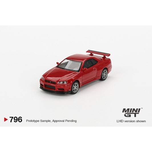 1/64 MINI GT MGT00796-BL NISSAN SKYLINE GT-R (R34) V-SPEC ACTIVE RED (RHD) (BLISTER PACKAGING)