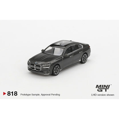 BMW I7 XDRIVE60 Dravit Grey (LHD) 1:64 Mini GT Model Car (MGT00818-L)