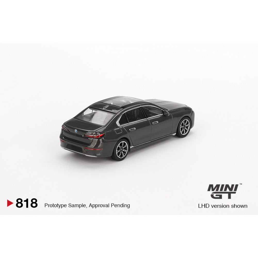 BMW I7 XDRIVE60 Dravit Grey (LHD) 1:64 Mini GT Model Car (MGT00818-L)