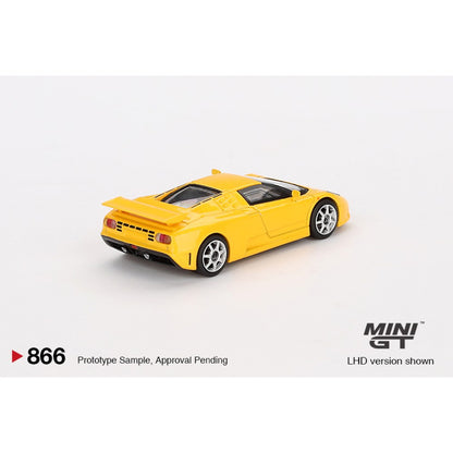 Bugatti EB110 Super Sport Giallo Bugatti (LHD) Blister Packaging 1:64 Mini GT Model Car (MGT00866-BL)