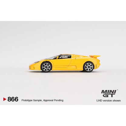 Bugatti EB110 Super Sport Giallo Bugatti (LHD) Blister Packaging 1:64 Mini GT Model Car (MGT00866-BL)