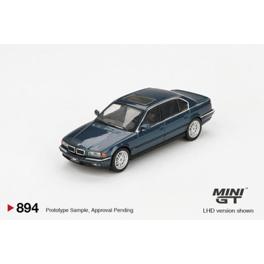 PRE ORDER STOCKS DUE OCTOBER / NOVEMBER 2025 1/64 MINI GT MGT00894-R BMW 750IL SORRENTO BLUE METALLIC (RHD)