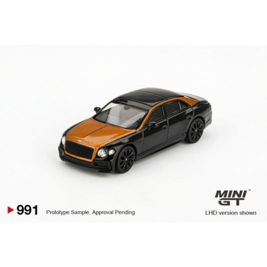 PRE ORDER STOCKS DUE OCTOBER / NOVEMBER 2025 1/64 MINI GT MGT00991-L BENTLEY FLYING SPUR ORANGE FLAME/ONYX (LHD)
