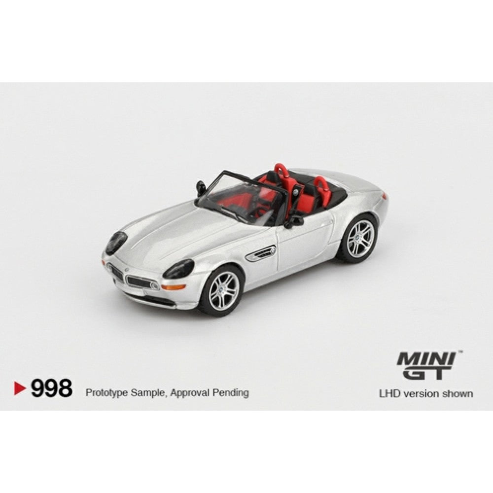 PRE ORDER STOCKS DUE OCTOBER / NOVEMBER 2025 1/64 MINI GT MGT00998-L BMW Z8 SILVER (LHD)