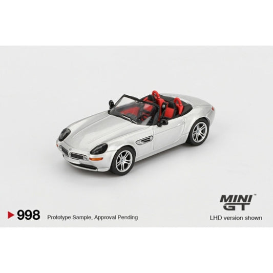 PRE ORDER STOCKS DUE OCTOBER / NOVEMBER 2025 1/64 MINI GT MGT00998-L BMW Z8 SILVER (LHD)