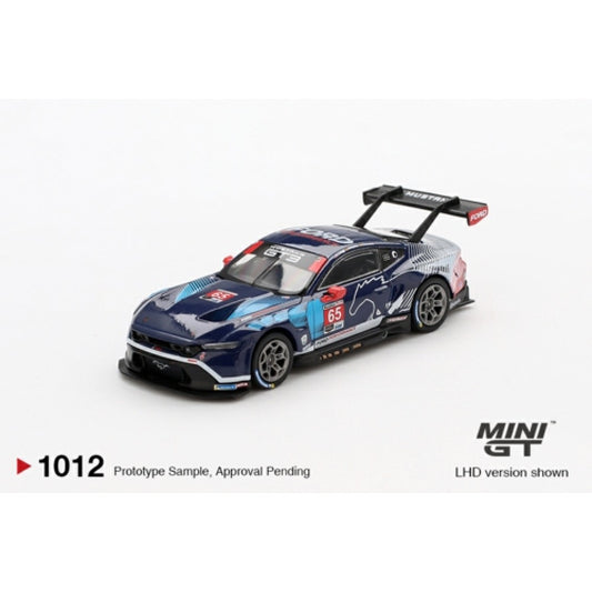 PRE ORDER STOCKS DUE NOVEMBER / DECEMBER 2025 1/64 MINI GT MGT01012-BL FORD MUSTANG GT3 NO.65 FORD MULTIMATIC MOTORSPORTS 2024 IMSA DAYTONA 24 HRS (LHD) BLISTER PACKAGING