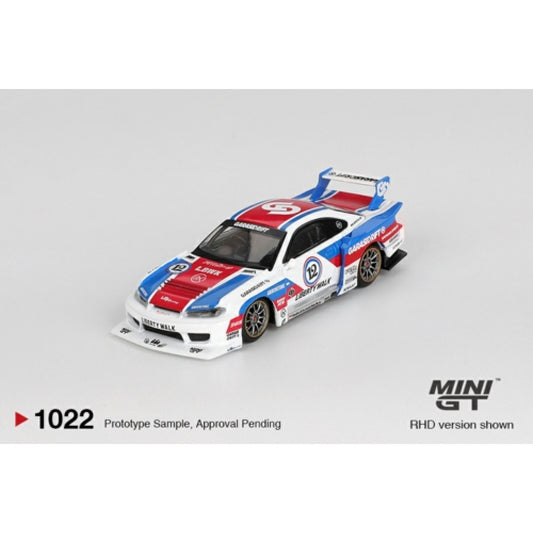 PRE ORDER STOCKS DUE JANUARY / FEBRUARY 2026 1:64 MINI GT MGT01022-R NISSAN LB-SUPER SILHOUETTE S15 SILVIA GARASIDRIFT X LBWK 2025 (RHD)