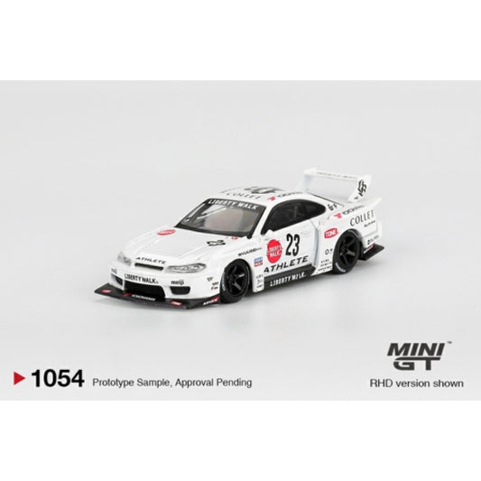 PRE ORDER STOCKS DUE NOVEMBER / DECEMBER 2025 1:64 MINI GT MGT01054-R NISSAN LB-SUPER SILHOUETTE S15 SILVIA ATHLETE (RHD) BLISTER PACKAGING