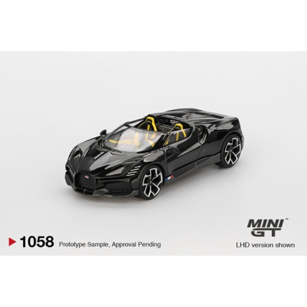PRE ORDER STOCKS DUE DECEMBER 2025 / JANUARY 2026 1:64 MINI GT MGT01058-L BUGATTI W16 MISTRAL BLACK (LHD)