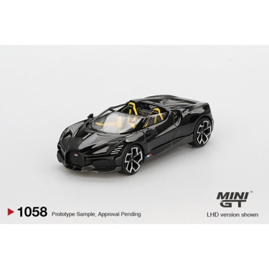 PRE ORDER STOCKS DUE DECEMBER 2025 / JANUARY 2026 1:64 MINI GT MGT01058-L BUGATTI W16 MISTRAL BLACK (LHD)