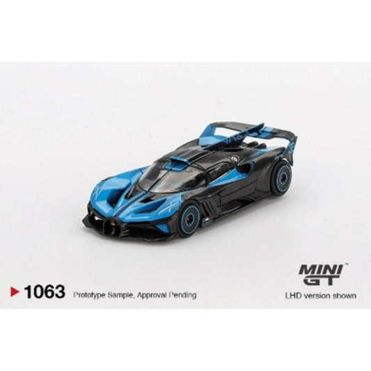 PRE ORDER STOCKS DUE DECEMBER 2025 / JANUARY 2026 1:64 MINI GT MGT01063-BL BUGATTI BOLIDE PRESENTATION (LHD) BLISTER PACKAGING