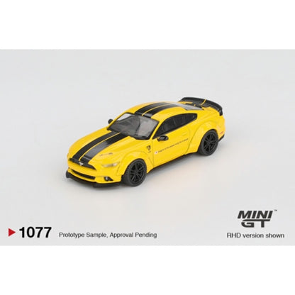 LB-Works Ford Mustang Triple Yellow (LHD) Blister Packaging 1:64 Mini GT Model Car (MGT01077-BL)