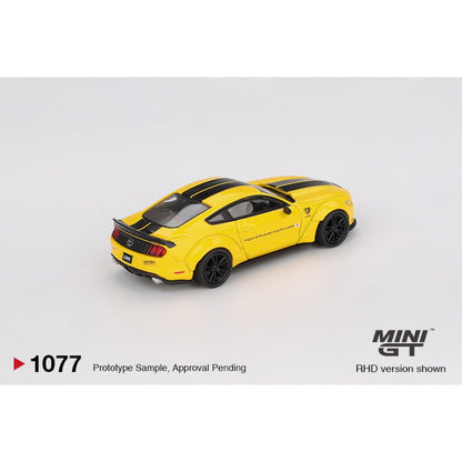 LB-Works Ford Mustang Triple Yellow (LHD) Blister Packaging 1:64 Mini GT Model Car (MGT01077-BL)