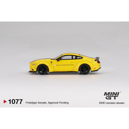 LB-Works Ford Mustang Triple Yellow (LHD) Blister Packaging 1:64 Mini GT Model Car (MGT01077-BL)
