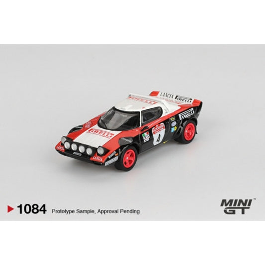 PRE ORDER STOCKS DUE JANUARY / FEBRUARY 2026 1:64 MINI GT MGT01084-L LANCIA STRATOS HF NO.4 1978 RALLY SANREMO WINNER (LHD)
