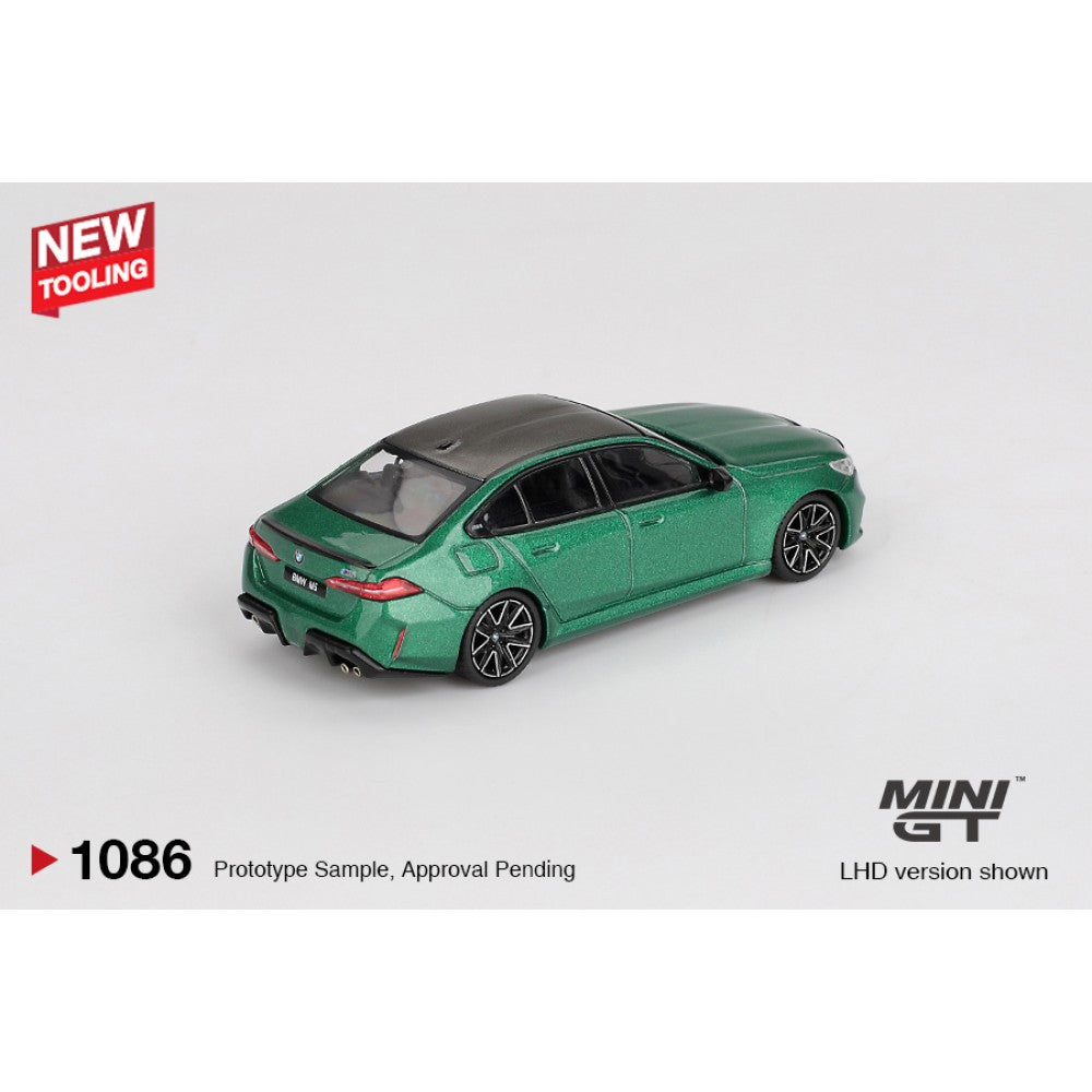 BMW M5 (G90) Isle of Man Green Metallic (RHD) 1:64 Mini GT Model Car (MGT01086-R)