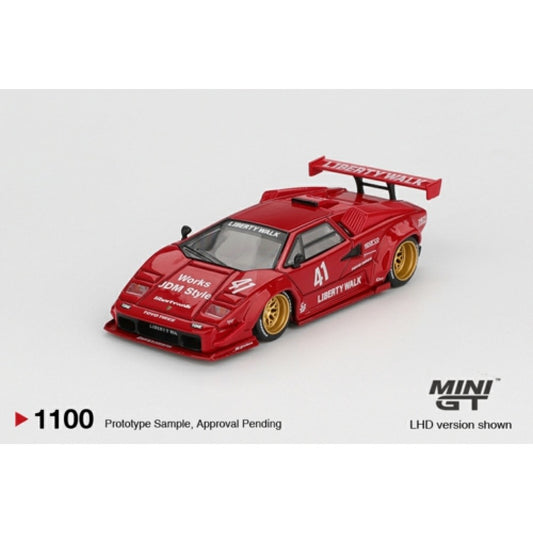 PRE ORDER STOCKS DUE MARCH / APRIL 2026 1:64 MINI GT MGT01100-L LAMBORGHINI COUNTACH LB-WORKS RED (LHD)