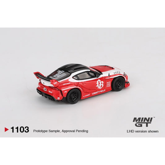 LB Works Toyota GR Supra Red / White (LHD) Blister Packaging 1:64 Mini GT Model Car (MGT01103-BL)